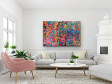 Load image into Gallery viewer, Fine fluid art by female artist Alessia Camoirano Bruges in blue, red, pink, gold