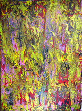 Load image into Gallery viewer, Fluid Art piece in green, pink, red by female artist Alessia Camoirano Bruges exploring gender based violence