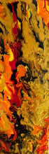 Load image into Gallery viewer, Fluid abstract fine art in red, gold, orange, yellow using chromology exploring mental health
