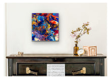 Load image into Gallery viewer, Coral Reef fine fluid art piece in a room by Alessia Camoirano Bruges
