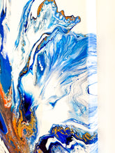 Load image into Gallery viewer, Detail of fluid art painting by female artist Alessia Camoirano Bruges exploring mental health and forgiveness using chromology and color psychology
