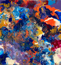 Load image into Gallery viewer, Fluid art piece inspired by the Coral Reef in Antigua by female Artist Alessia Camoirano Bruges
