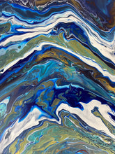 Load image into Gallery viewer, Blue and gold fluid art
